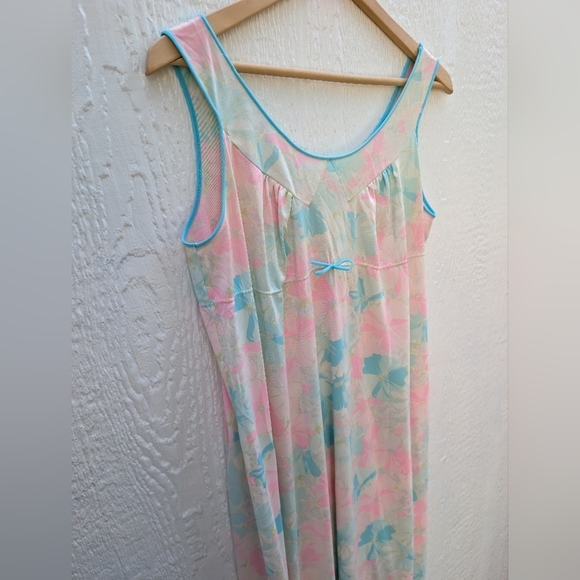 Vintage Lorraine Retro Floral Sleeveless Maxi Nightgown Women's Size Small - Picture 3 of 7